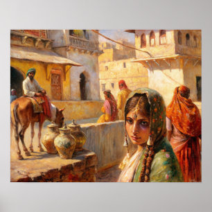 Indiase Rajasthan Village Art Poster