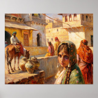 Indiase Rajasthan Village Art Poster