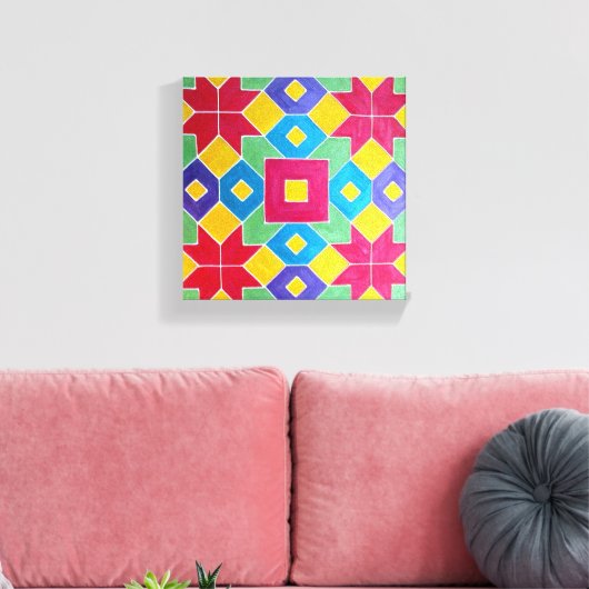 Indiase rangoli op doek canvas afdruk (Insitu (Woonkamer))