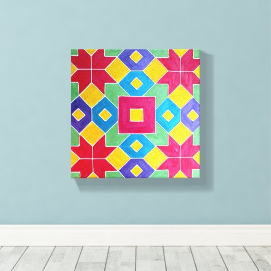 Indiase rangoli op doek canvas afdruk (Insitu (Houten vloer))