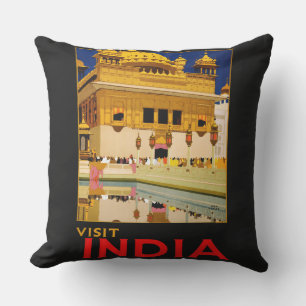 Indiase reisposter Indiase vintage kunst Buitenkussen