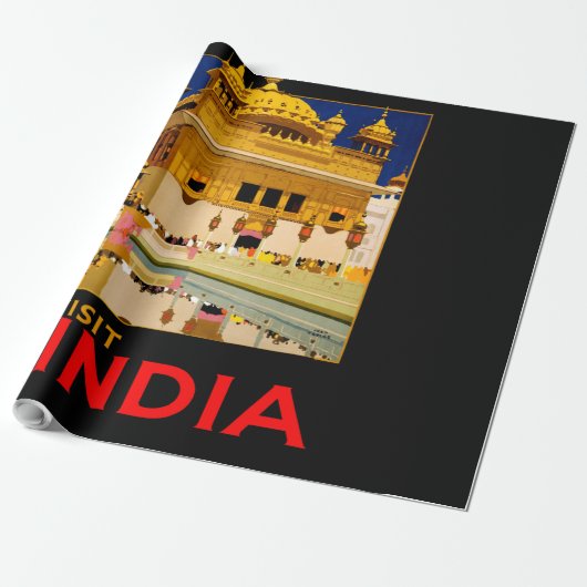 Indiase reisposter Indiase vintage kunst Cadeaupapier (Uitgerold)