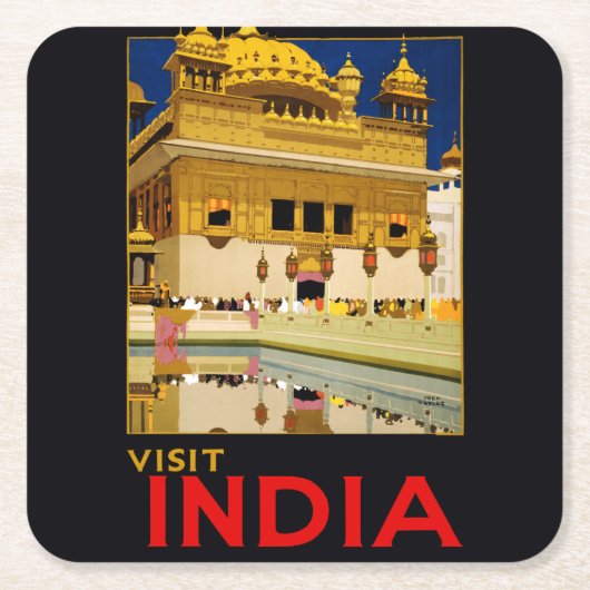 Indiase reisposter Indiase vintage kunst Kartonnen Onderzetters (Voorkant)