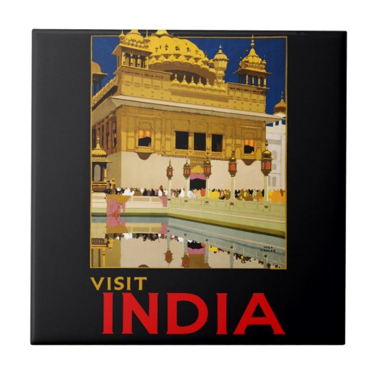 Indiase reisposter Indiase vintage kunst Tegeltje (Voorkant)