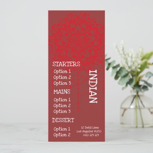 Indiase restaurant dinermenu menu (Staand voorkant)