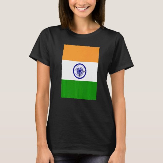 Indiase Retro Nationale Vlag India T-shirt (Voorkant)