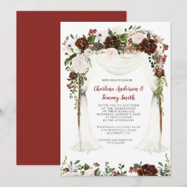 Indiase Rode Boho Rustieke Waterverf Bloemen Luife Kaart