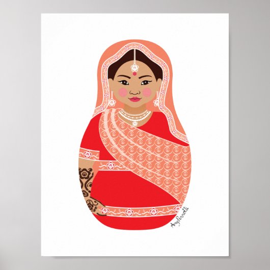 Indiase (Rode) Matryoshka Poster (Voorkant)