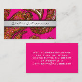 Indiase roze Visitekaartjes van Paisley (Voorkant / Achterkant)