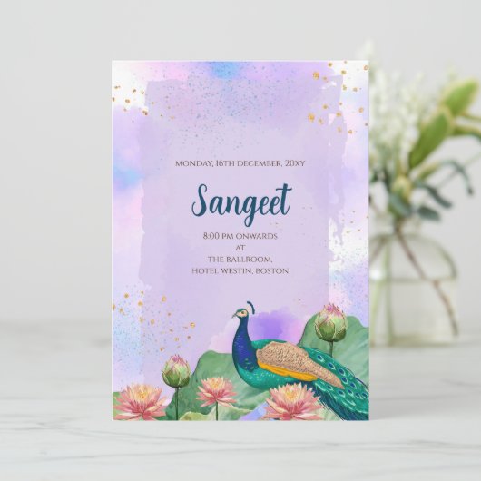 Indiase Sangeet uitnodiging & Indiase trouwkaarten (Staand voorkant)