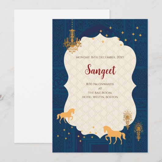 Indiase Sangeet uitnodiging & Indiase trouwkaarten (Voorkant / Achterkant)