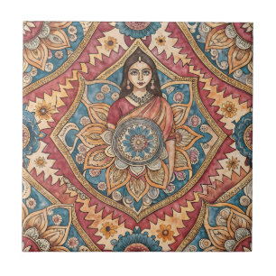 Indiase sari vrouw naadloos patroon tegeltje