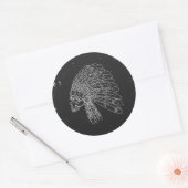 Indiase schedel  zwart ronde sticker (Envelop)