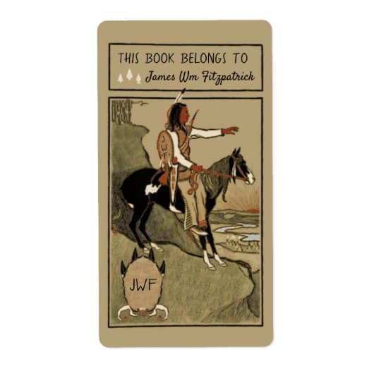  Indiase scout op Horseback Custom Bookplate Etiket (Voorkant)