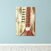 Indiase Sitar Snaarinstrument Canvas Afdruk (Insitu (Houten vloer))