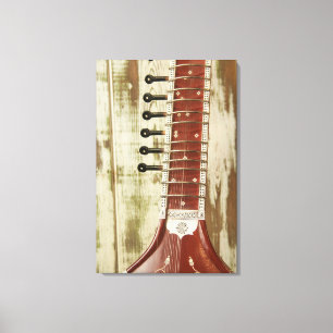 Indiase Sitar Snaarinstrument Canvas Afdruk