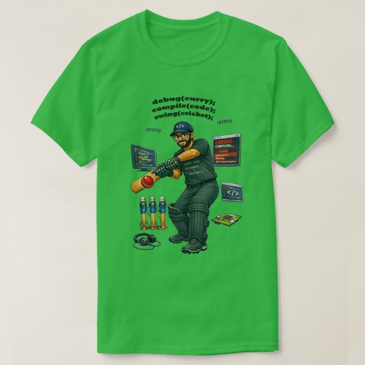Indiase software engineer codeur speelt cricket UR T-shirt (Design voorkant)