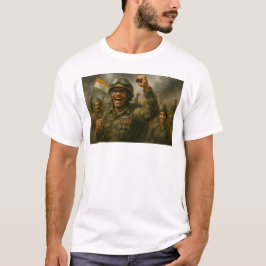 Indiase soldaten vieren zegetocht op slagveld t-shirt