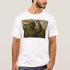 Indiase soldaten vieren zegetocht op slagveld t-shirt