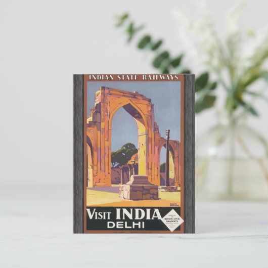 Indiase staatsspoorwegen bezoeken India Delhi,  Briefkaart (Staand voorkant)