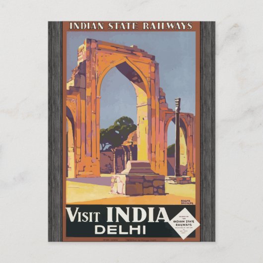 Indiase staatsspoorwegen bezoeken India Delhi, Briefkaart (Voorkant)