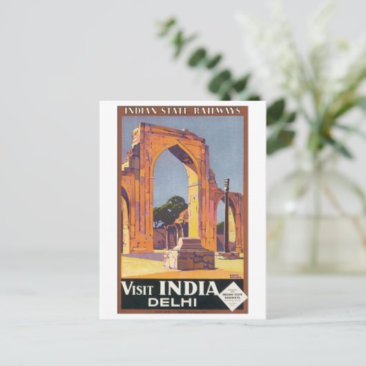Indiase staatsspoorwegen bezoeken India Delhi Briefkaart (Staand voorkant)