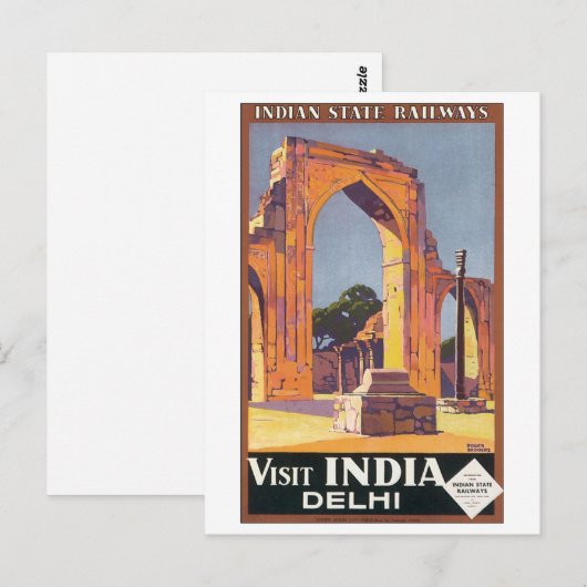 Indiase staatsspoorwegen bezoeken India Delhi Briefkaart (Voorkant / Achterkant)