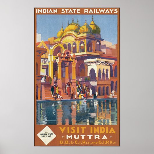 Indiase staatsspoorwegen bezoeken India Muttra Poster (Voorkant)