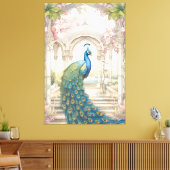 Indiase stijl bloementuin Peacock Canvas Afdruk (Insitu (Woonkamer))