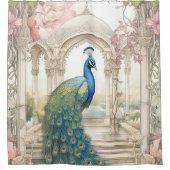  Indiase stijl bloementuin Peacock Douchegordijn (Voorkant)