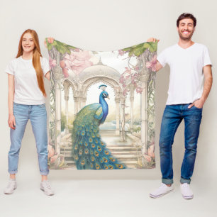  Indiase stijl bloementuin Peacock Fleece Deken