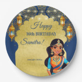 Indiase stijl meisjes verjaardagsfeestje gedrukte papieren bordje (Voorkant)