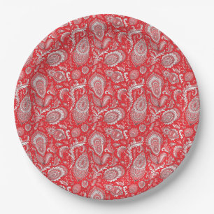 Indiase stijl paisley bloemmotief naadloos patroon papieren bordje
