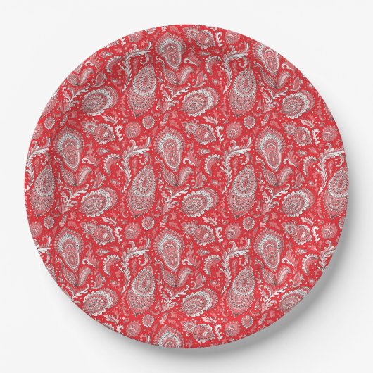 Indiase stijl paisley bloemmotief naadloos patroon papieren bordje (Voorkant)