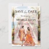 Indiase strand Save the Date uitnodiging Template (Voorkant)