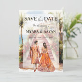 Indiase strand Save the Date uitnodiging Template (Staand voorkant)
