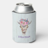 Indiase symbolen stier schedel met een bloem blikjeskoeler (Blikje Achterkant)