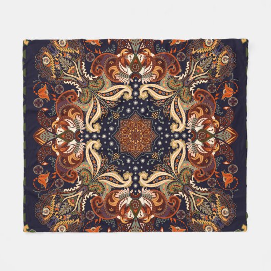 Indiase symmetrie:  etnische Ornament Fleece Deken (Voorkant (Horizontaal))
