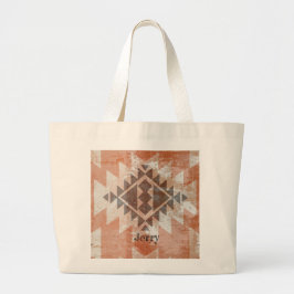 Indiase Textuur Terracotta Grote Tote Bag