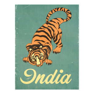 Indiase Tijger Vintage reisposter Foto Afdruk