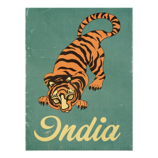 Indiase Tijger Vintage reisposter Perfect Poster (Voorkant)