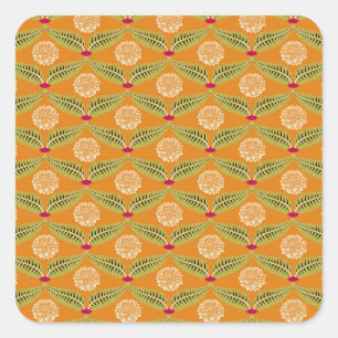 Indiase traditionele illustratiepatroon. vierkante sticker