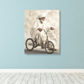 Indiase traditionele kleding rijden driewieler canvas afdruk (Insitu (Houten vloer))