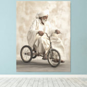 Indiase traditionele kleding rijden driewieler canvas afdruk (Insitu (Houten vloer))