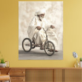 Indiase traditionele kleding rijden driewieler canvas afdruk (Insitu (Woonkamer))