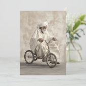 Indiase traditionele kleding rijden  driewieler kaart (Staand voorkant)