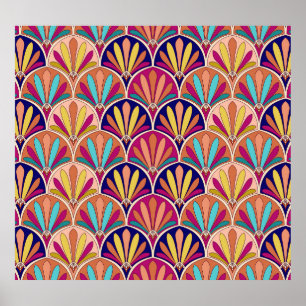 Indiase traditionele textielillustratie poster