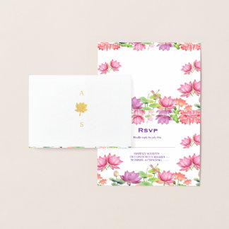 Indiase traditionele trouwkaart met lotus bloem RS Folie Kaarten