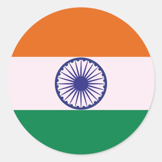 Indiase Tricolor Tiranga Ronde Sticker (Voorkant)