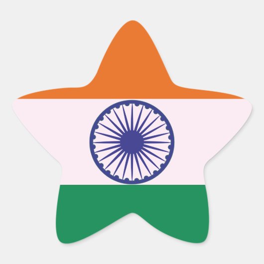 Indiase Tricolor Tiranga Ster Sticker (Voorkant)